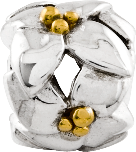 Sterling Silver Reflections Gold-plated & Polished Flowers Bead