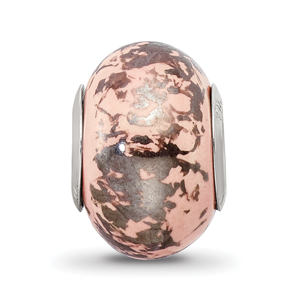 Sterling Silver Reflections Pink w/Platinum Foil Ceramic Bead