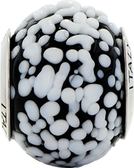 Sterling Silver Reflections White/Black Italian Murano Glass Bead