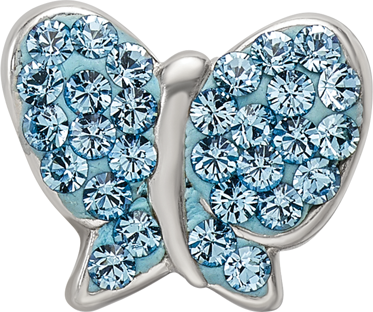 Sterling Silver 925 Butterfly Bead with Blue Crystal Detailing  Elegant Cast Design