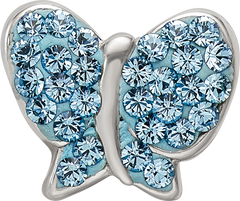 Sterling Silver 925 Butterfly Bead with Blue Crystal Detailing  Elegant Cast Design