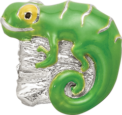 Sterling Silver 925 Enameled Lizard Bead with Solid Cast Design