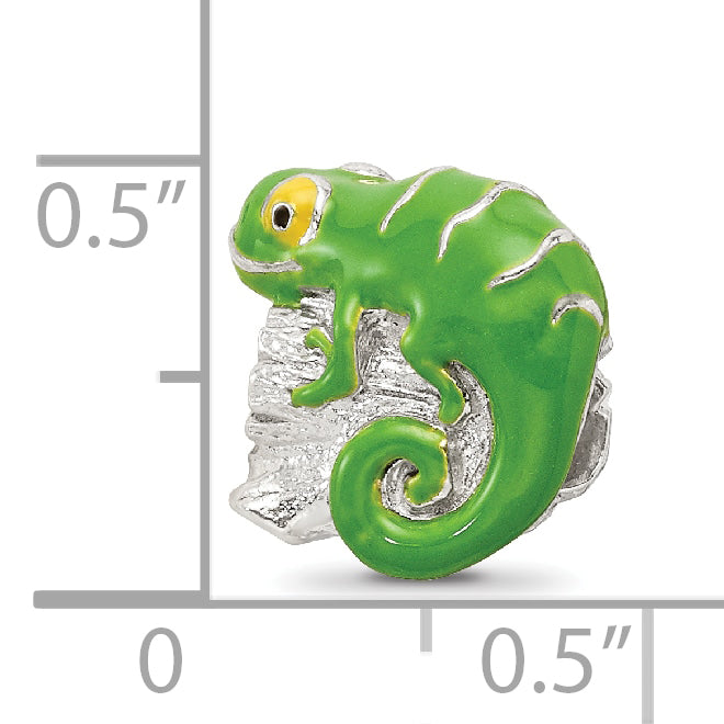 Sterling Silver 925 Enameled Lizard Bead with Solid Cast Design