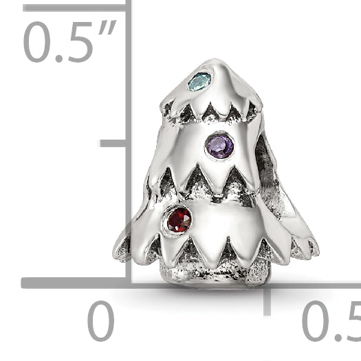 Sterling Silver Reflections CZ Christmas Tree Bead