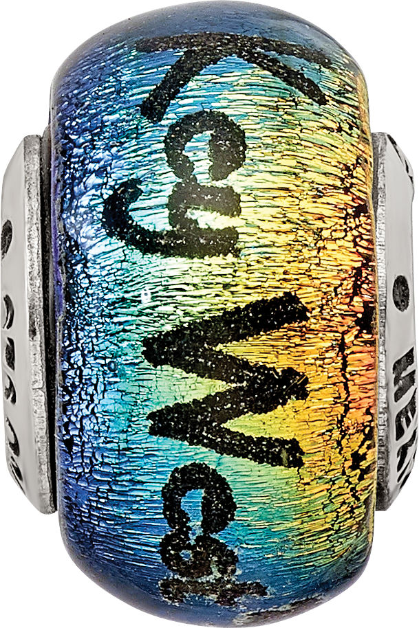 Sterling Silver Reflections Key West Orange Dichroic Glass Bead