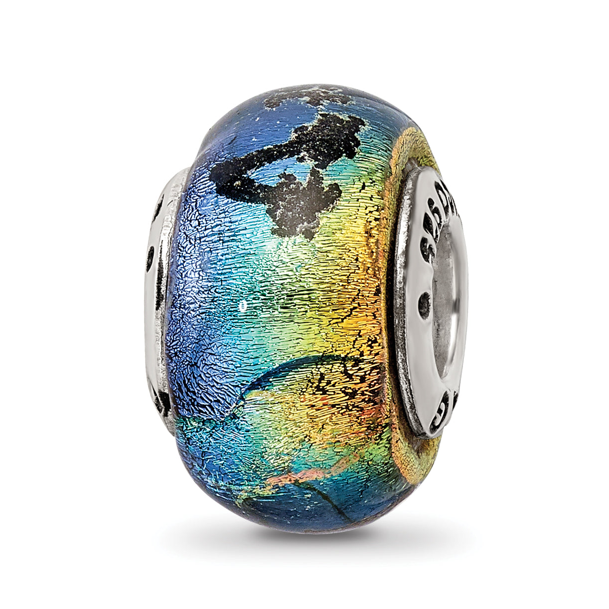 Sterling Silver Reflections Key West Orange Dichroic Glass Bead