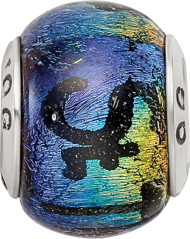 Sterling Silver Reflections St Thomas Orange Dichroic Glass Bead