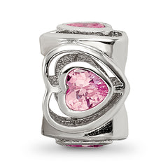 Sterling Silver Reflections Pink CZ Heart Bead