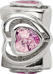 Sterling Silver Reflections Pink CZ Heart Bead