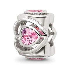 Sterling Silver Reflections Pink CZ Heart Bead