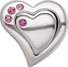 Sterling Silver Reflections Pink Crystal 2pc Heart Bead