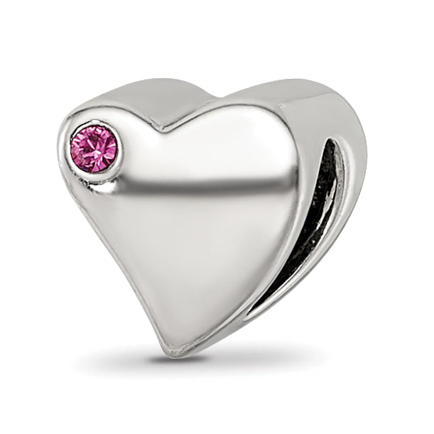 Sterling Silver Reflections Pink Crystal 2pc Heart Bead