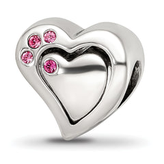 Sterling Silver Reflections Pink Crystal 2pc Heart Bead