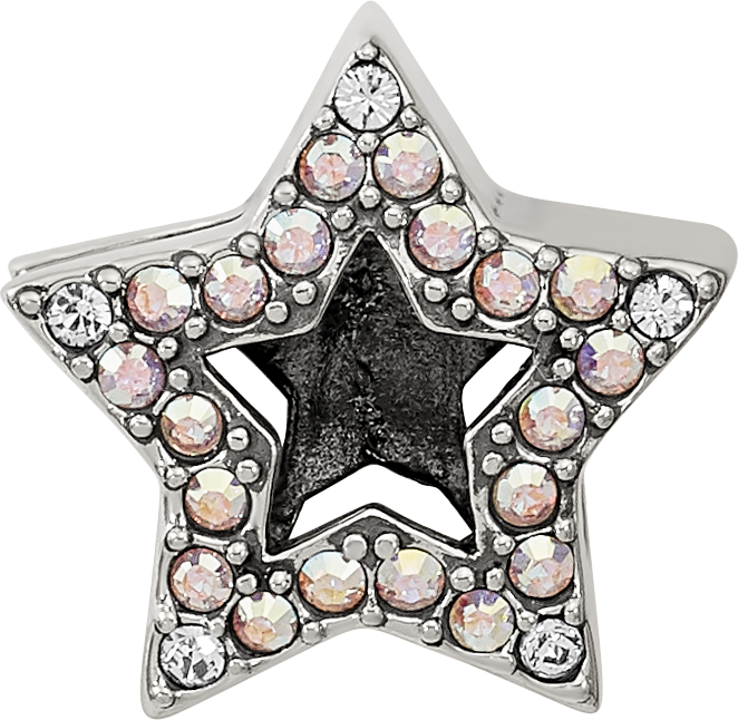 Sterling Silver Reflections Crystal Star Bead