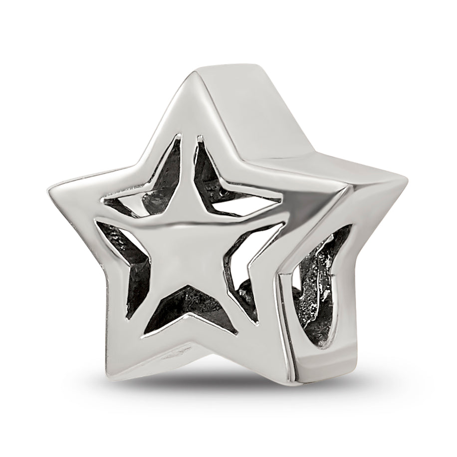 Sterling Silver Reflections Crystal Star Bead