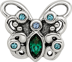 Sterling Silver Reflections Blue/Green Crystal Butterfly Bead