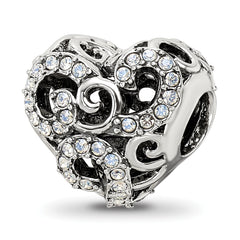 Sterling Silver Reflections Crystal Filigree Heart Bead