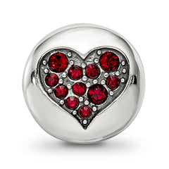 Sterling Silver Reflections Jan Red Crystal Faith Heart Bead