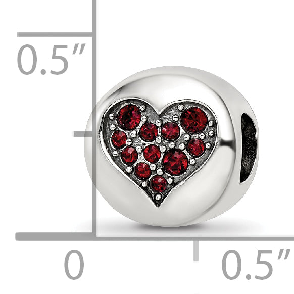 Sterling Silver Reflections Jan Red Crystal Faith Heart Bead