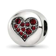 Sterling Silver Reflections Jan Red Crystal Faith Heart Bead