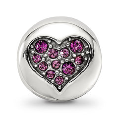 Sterling Silver Reflections Feb Purple Crystal Peace Heart Bead