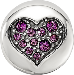 Sterling Silver Reflections Feb Purple Crystal Peace Heart Bead