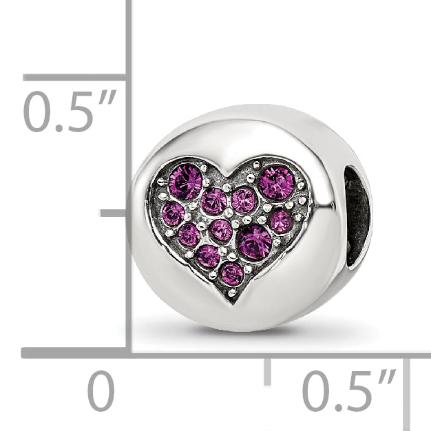 Sterling Silver Reflections Feb Purple Crystal Peace Heart Bead