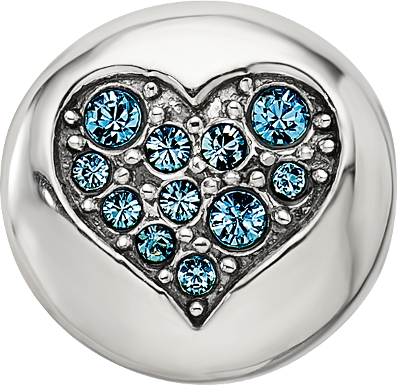 Sterling Silver Reflections Mar Blue Crystal Courage Heart Bead