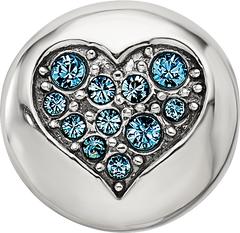 Sterling Silver Reflections Mar Blue Crystal Courage Heart Bead