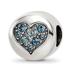 Sterling Silver Reflections Mar Blue Crystal Courage Heart Bead