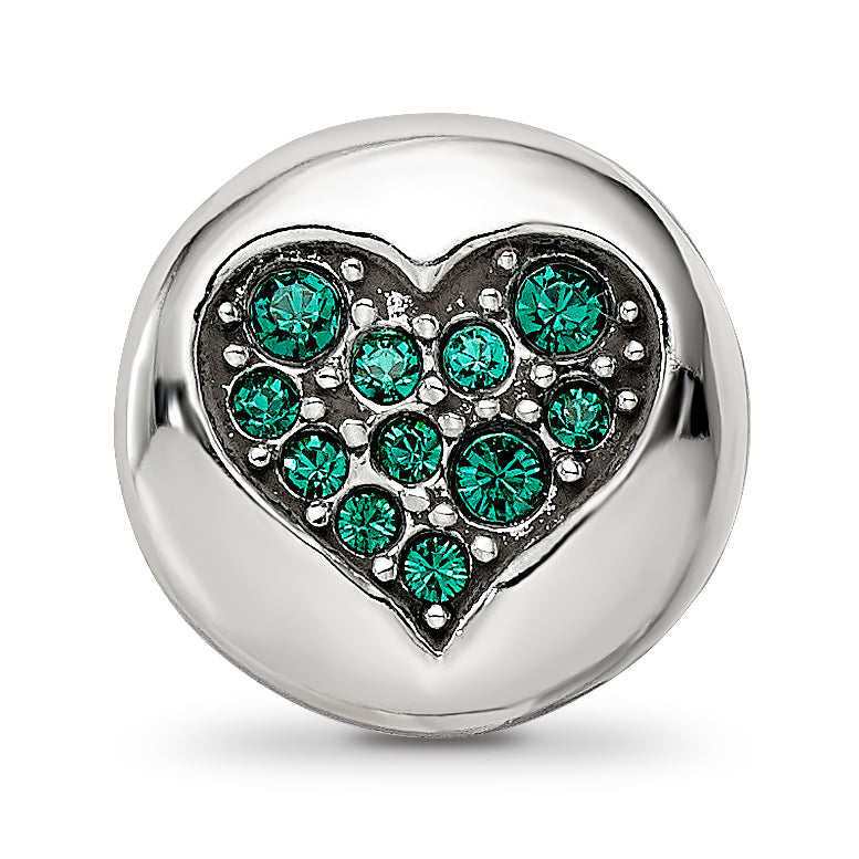 Sterling Silver Reflections May Green Crystal Success Heart Bead