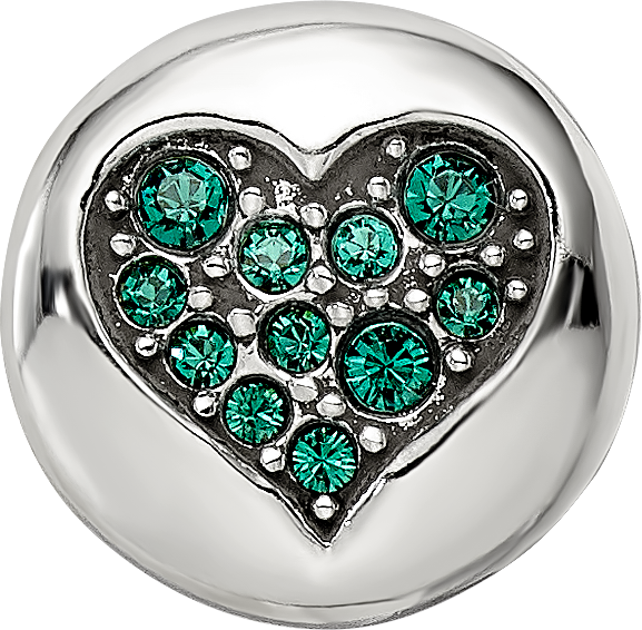 Sterling Silver Reflections May Green Crystal Success Heart Bead