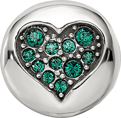 Sterling Silver Reflections May Green Crystal Success Heart Bead