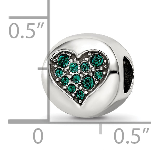 Sterling Silver Reflections May Green Crystal Success Heart Bead