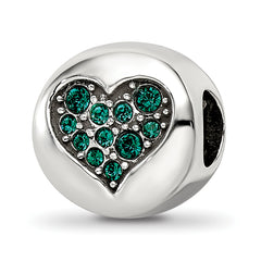 Sterling Silver Reflections May Green Crystal Success Heart Bead