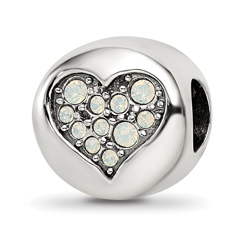 Sterling Silver Reflections June Crystal Clarity Heart Bead