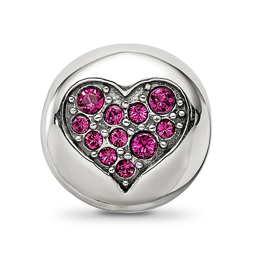 Sterling Silver Reflections July Red Crystal Passion Heart Bead