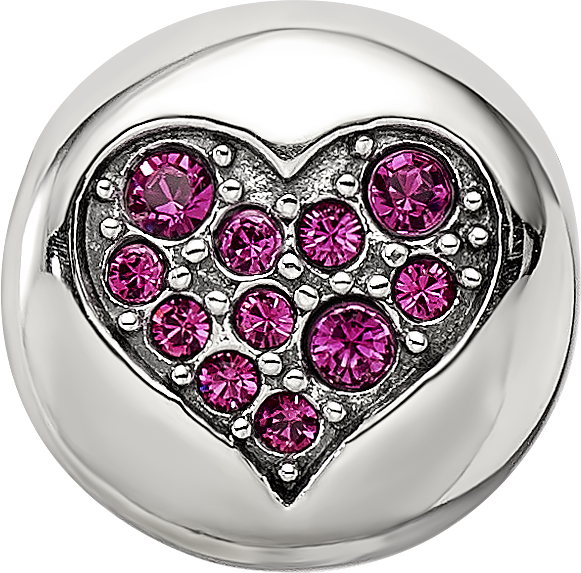 Sterling Silver Reflections July Red Crystal Passion Heart Bead