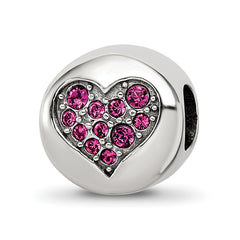 Sterling Silver Reflections July Red Crystal Passion Heart Bead