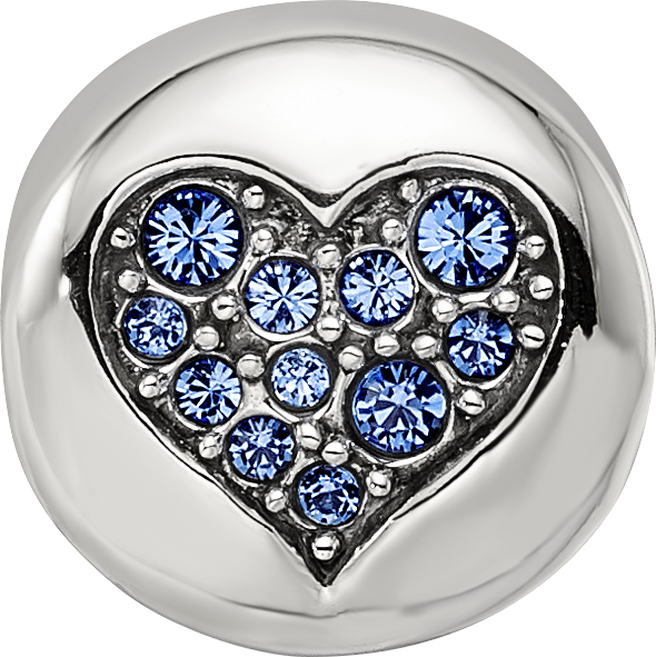 Sterling Silver Reflections Sep Blue Crystal Wisdom Heart Bead