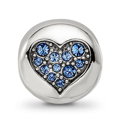 Sterling Silver Reflections Sep Blue Crystal Wisdom Heart Bead