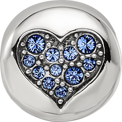 Sterling Silver Reflections Sep Blue Crystal Wisdom Heart Bead