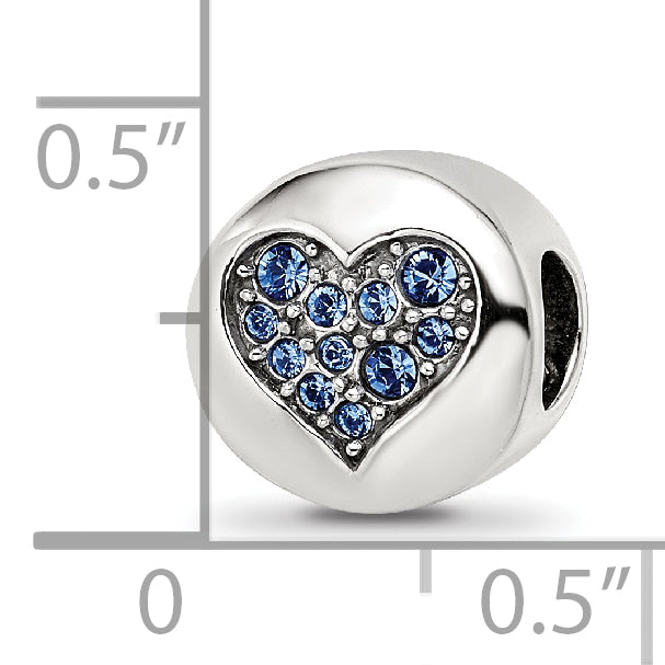 Sterling Silver Reflections Sep Blue Crystal Wisdom Heart Bead