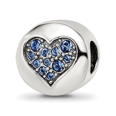 Sterling Silver Reflections Sep Blue Crystal Wisdom Heart Bead