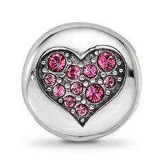 Sterling Silver Reflections Oct Pink Crystal Hope Heart Bead