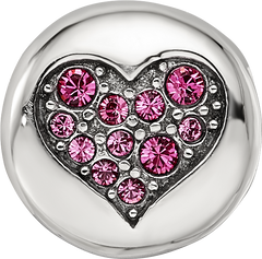 Sterling Silver Reflections Oct Pink Crystal Hope Heart Bead