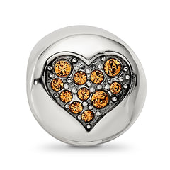 Sterling Silver Reflections Nov Yellow Crystal Balance Heart Bead