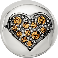 Sterling Silver Reflections Nov Yellow Crystal Balance Heart Bead