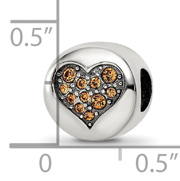 Sterling Silver Reflections Nov Yellow Crystal Balance Heart Bead