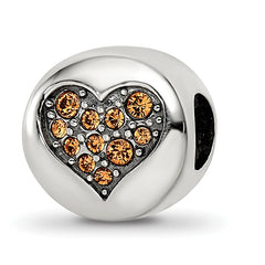 Sterling Silver Reflections Nov Yellow Crystal Balance Heart Bead